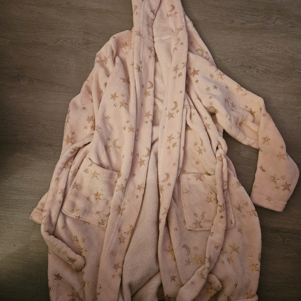 Lands' End Blush Robe with Gold Stars and Moons